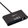 imageAmazon Basics 4Port Adapter With 3 USB 30 USBA Ports ampamp 1 RJ45 Gigabit Ethernet Port BlackBlack
