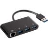 imageAmazon Basics 4Port Adapter With 3 USB 30 USBA Ports ampamp 1 RJ45 Gigabit Ethernet Port BlackBlack