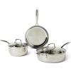 imageAmazon Basics Stainless Steel Cookware Set 5Piece Set All Cooktop Friendly DishwasherSafe