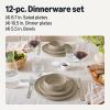 imageAmazon Basics Glazed Stoneware Dinnerware 12Piece Set 4 Full Place Settings DishwasherSafe Linen GrayLinen Gray