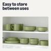 imageAmazon Basics Glazed Stoneware Dinnerware 12Piece Set 4 Full Place Settings DishwasherSafe Linen GrayOlive