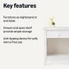 imageAmazon Basics Nightstand 1 Drawer and Storage Shelf Solid Pine Wood Bedside Table WhiteWhite