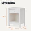 imageAmazon Basics Nightstand 1 Drawer and Storage Shelf Solid Pine Wood Bedside Table WhiteWhite