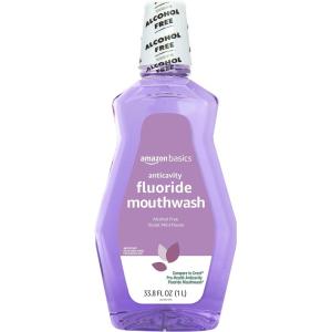 imageAmazon Basics Anticavity Fluoride Mouthwash Alcohol Free Violet Mint 1 Liter 338 Fluid Ounces 1Pack Previously Solimo338 Ounce Pack of 1