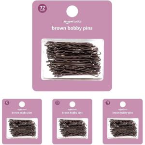 imageAmazon Basics Bobby Pins in Case Brown 72 Count Pack of 4Brown