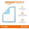 imageAmazon Basics Heavy Duty Absorbent Dog and Puppy Pee Pads with 5Layer LeakProof Design and QuickDry Surface for Potty Training XLarge 10 Count Blue ampamp WhiteHeavy Duty Disposable10 Pack