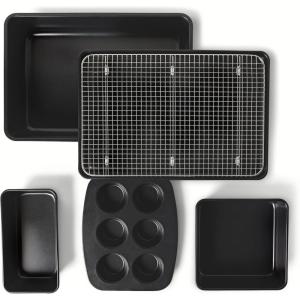 imageAmazon Basics Nonstick Bakeware 6Piece Set Stackable Dishwasher and OvenSafe