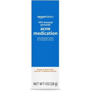 imageAmazon Basics 10 Benzoyl Peroxide Acne Medication Maximum Strength 1 Fluid Ounce Face Gel