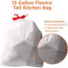 imageAmazon Basics 13 Gallon Flextra Strength Tall Kitchen Drawstring Trash Bags Tear Resistant 10 Post Consumer Recycled 50 Count50 Count