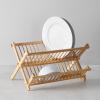 imageAmazon Basics Folding 2Tier Bamboo Dish Drying Rack  Collapsible 1247quotD x 1697quotW x 102quotH NaturalRound Bar
