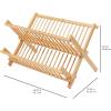 imageAmazon Basics Folding 2Tier Bamboo Dish Drying Rack  Collapsible 1247quotD x 1697quotW x 102quotH NaturalRound Bar