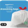 imageAmazon Basics 13 Gallon Flextra Strength Tall Kitchen Drawstring Trash Bags Tear Resistant 10 Post Consumer Recycled 50 Count90 Count
