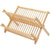imageAmazon Basics Folding 2Tier Bamboo Dish Drying Rack  Collapsible 1247quotD x 1697quotW x 102quotH NaturalRound Bar