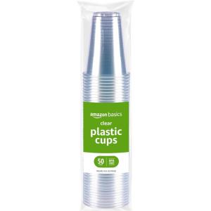imageAmazon Basics Disposable Clear Plastic Cups 16oz 50 Count16 Ounces