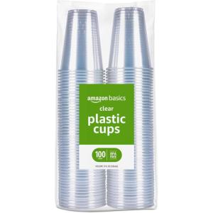imageAmazon Basics Disposable Clear Plastic Cups 16oz 50 Count9 Ounces