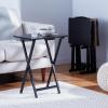imageAmazon Basics Classic Foldable TV Dinner Tray Table with Storage Rack 146 L x 19 W x 26 H inch Natutral 4PackBlack