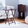 imageAmazon Basics Classic Foldable TV Dinner Tray Table with Storage Rack 146 L x 19 W x 26 H inch Natutral 4PackEspresso