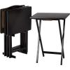 imageAmazon Basics Classic Foldable TV Dinner Tray Table with Storage Rack 146 L x 19 W x 26 H inch Natutral 4PackBlack