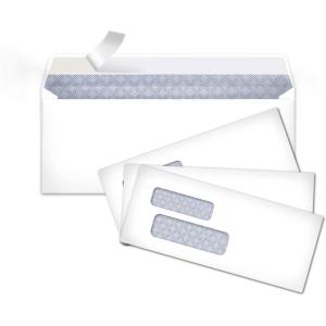 imageAmazon Basics 9 SelfSeal Envelopes with Peel and Seal Double Window Security Tinted 500Pack 1 X 388 X 88 inch White