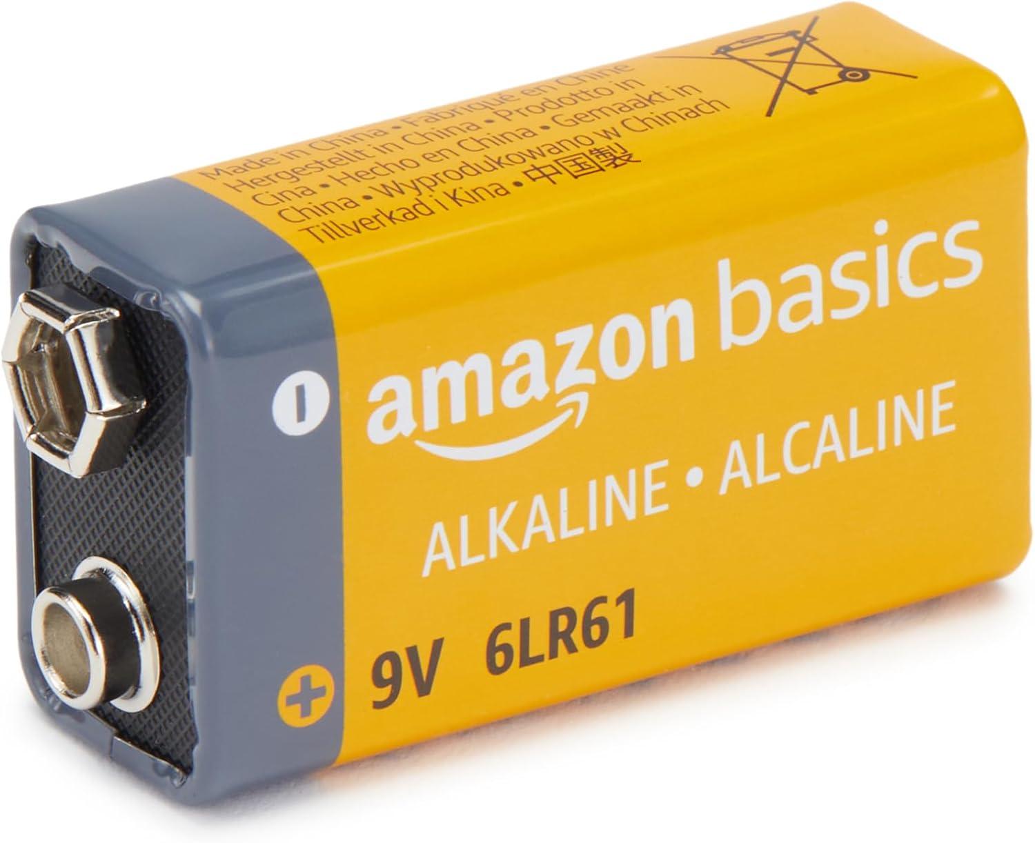 imageAmazon Basics 4Pack 9 Volt Alkaline Everyday Batteries for Smoke Detectors Long Lasting 5Year Shelf Life