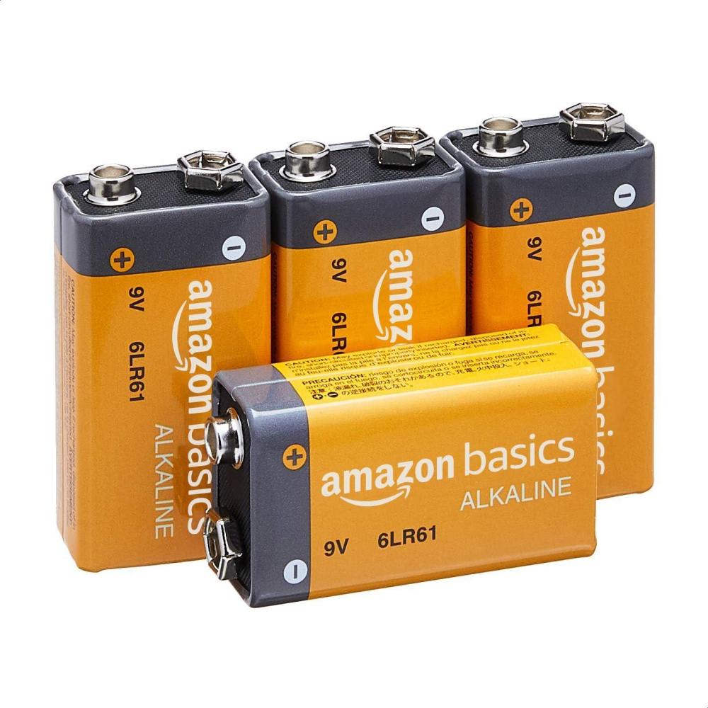 imageAmazon Basics 4Pack 9 Volt Alkaline Everyday Batteries for Smoke Detectors Long Lasting 5Year Shelf Life