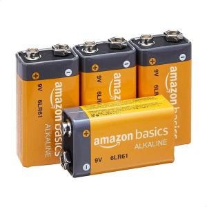 imageAmazon Basics 4Pack 9 Volt Alkaline Everyday Batteries for Smoke Detectors Long Lasting 5Year Shelf Life