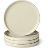 imageAmazon Basics Glazed Stoneware Salad Plates 4Piece Set Microwave and DishwasherSafe 83 in Linen GrayIvory