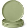 imageAmazon Basics Glazed Stoneware Salad Plates 4Piece Set Microwave and DishwasherSafe 83 in Linen GrayOlive