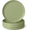 imageAmazon Basics Glazed Stoneware Salad Plates 4Piece Set Microwave and DishwasherSafe 83 in Linen GrayOlive