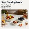 imageAmazon Basics Glazed Stoneware Serving Bowls 3Piece Set DishwasherSafe OliveIvory