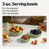imageAmazon Basics Glazed Stoneware Serving Bowls 3Piece Set DishwasherSafe OliveOlive