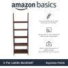 imageAmazon Basics Ladder Bookshelf Organizer 5Tier Solid Rubberwood Frame Walnut Finish 14quot D x 248quot W x 701quot HEspresso