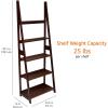 imageAmazon Basics Ladder Bookshelf Organizer 5Tier Solid Rubberwood Frame Walnut Finish 14quot D x 248quot W x 701quot HEspresso