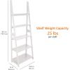imageAmazon Basics Ladder Bookshelf Organizer 5Tier Solid Rubberwood Frame Walnut Finish 14quot D x 248quot W x 701quot HWhite