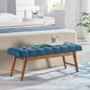 imageAmazon Basics Modern Haraden Upholstered ButtonTufted Bench Blue 16 x 44 x 17 inBlue