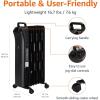 imageAmazon Basics Oil Space Heater Portable Radiator Heater with 7 OilFilled Fins for Indoor Use 3 Heat Settings Thermostat TipOver Protection ETL Safety Certificate Manual Control 1500W BlackManual Control