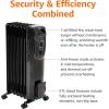 imageAmazon Basics Portable Oil Radiator Heater for Indoor Use 3 Heat Settings OverHeat Protection ETLcertified Safety 7 OilFilled Steel Fins 1500W 11quotD x 148quotW x 252quotH WhiteBlack