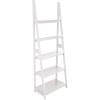 imageAmazon Basics Ladder Bookshelf Organizer 5Tier Solid Rubberwood Frame Walnut Finish 14quot D x 248quot W x 701quot HWhite