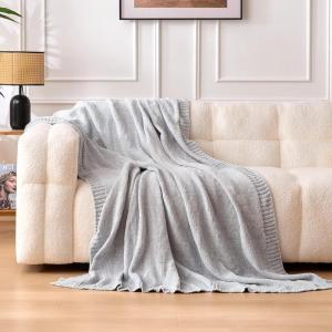 imageAmazon Basics Chunky Chenille Knit Microfiber Throw Blanket for Couch Bed and Sofa Soft and Warm Lightweight Jersey 60quot80quot BrownGrey