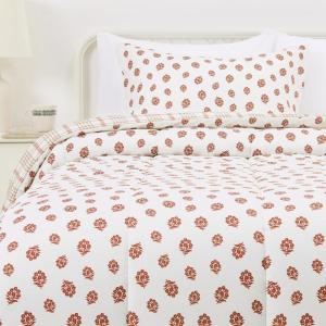imageAmazon Basics Lightweight Microfiber Comforter Sets 2Pieces Geometrics TwinTwin XLOrnamental Red Elegance