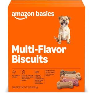 imageAmazon Basics Crunchy Dog Biscuits Multi Flavor Dog Treats 5 lb BoxMulti Flavor