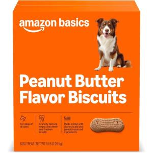 imageAmazon Basics Crunchy Dog Biscuits Multi Flavor Dog Treats 5 lb BoxPeanut Butter