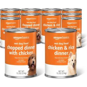 imageAmazon Basics Puppy Chopped Ground Dinner Canned Dog Food with Chicken ampamp Beef 132oz Pack of 12Chicken and Rice