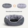 imageAmazon Basics Round Dog Bed for Medium Dogs Cat Beds for Indoor Cats Washable Pet Bed with Soft Plush Cushion AntiSlip Bottom 30x24x8 Inches GrayL30248