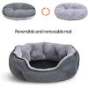 imageAmazon Basics Round Dog Bed for Medium Dogs Cat Beds for Indoor Cats Washable Pet Bed with Soft Plush Cushion AntiSlip Bottom 30x24x8 Inches GrayM25218