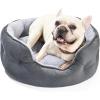 imageAmazon Basics Round Dog Bed for Medium Dogs Cat Beds for Indoor Cats Washable Pet Bed with Soft Plush Cushion AntiSlip Bottom 30x24x8 Inches GrayM25218