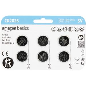 imageAmazon Basics 6Pack CR2025 Lithium Coin Cell Battery 3 Volt Long Lasting Power MercuryFree