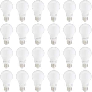 imageAmazon Basics NonDimmable LED Light Bulbs Long Lasting 9W E26 Base 5000K Daylight White A19 60W Equivalent 24PackSoft White