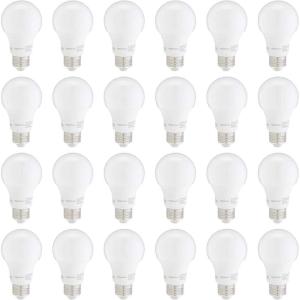 imageAmazon Basics NonDimmable LED Light Bulbs Long Lasting 9W E26 Base 5000K Daylight White A19 60W Equivalent 24PackWhite
