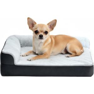 imageAmazon Basics Washable LShaped Dog Bed for Small Dogs AntiSlip Pet Sofa Bed for Indoor Dogs Crate Bed 24x18x65 Inches Gray ExtraSmallLight Gray